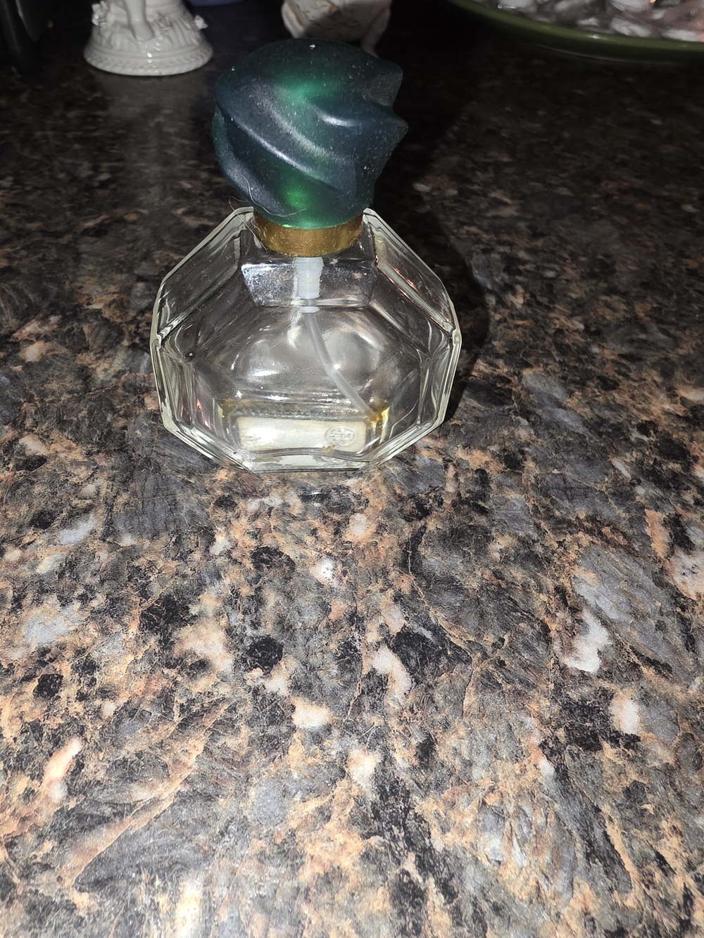Decorative Glass Perfume Bottle with Green Swirl Top